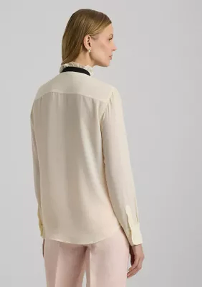 Classic Fit Georgette Tie-Neck Shirt