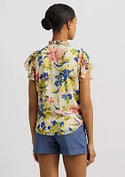 Floral Ruffle Trim Georgette Blouse