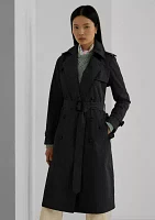 Water-Repellent Belted Twill Trench Coat