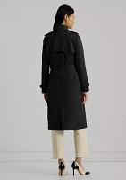 Water-Repellent Belted Twill Trench Coat