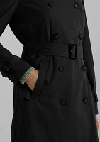 Water-Repellent Belted Twill Trench Coat