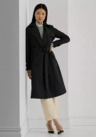 Water-Repellent Belted Twill Trench Coat