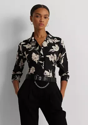 Classic Fit Floral Crepe de Chine Shirt