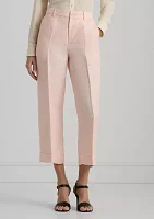 Linen Blend Twill Cropped Pants