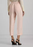 Linen Blend Twill Cropped Pants