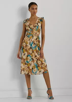 Women's Floral Belted Crinkle Georgette Dress