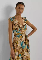 Women's Floral Belted Crinkle Georgette Dress