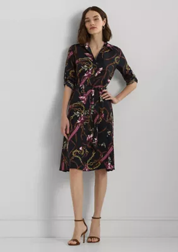 Print Crepe Shirtdress