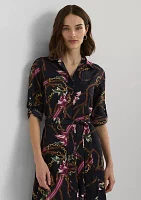 Print Crepe Shirtdress