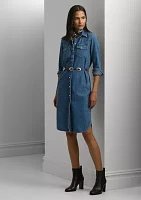 Belted Denim Shirt Dress