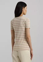 Striped Stretch Cotton Crew Neck T-Shirt