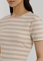 Striped Stretch Cotton Crew Neck T-Shirt