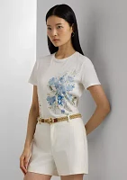 Floral Eyelet Cotton Jersey T-Shirt