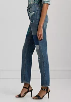 Patchwork Boyfriend Tapered Ankle Jeans