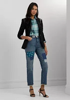 Patchwork Boyfriend Tapered Ankle Jeans