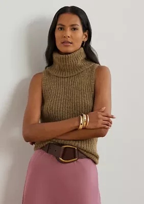 Wool Blend Sleeveless Turtleneck Sweater