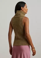 Wool Blend Sleeveless Turtleneck Sweater