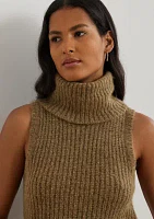 Wool Blend Sleeveless Turtleneck Sweater