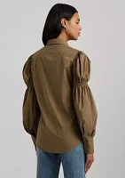 Women's Cotton-Blend Blouson-Sleeve Shirt