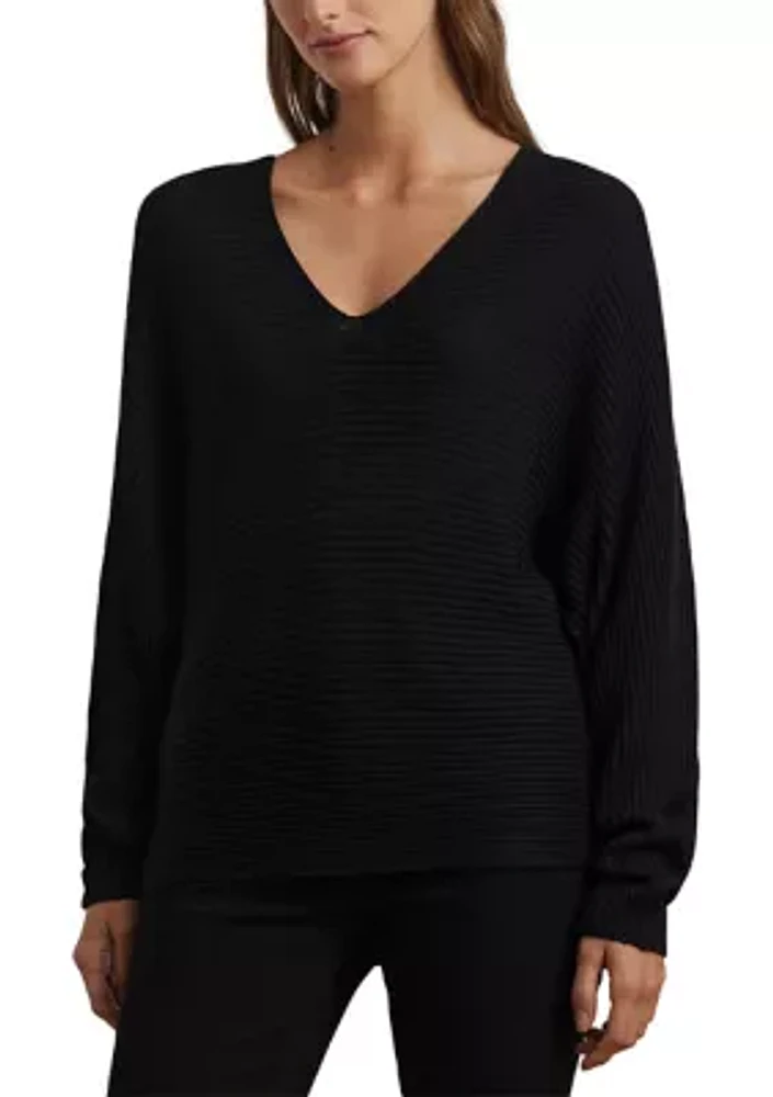 Rib Knit Dolman Sleeve Sweater