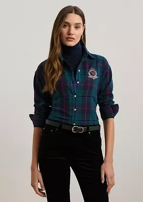 Relaxed Fit Black Watch Plaid Shirt