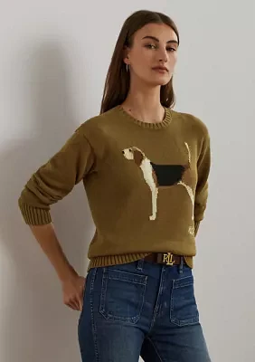 Intarsia Knit Beagle Cotton Sweater