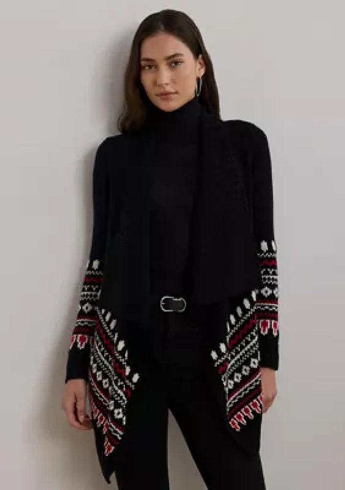 Fair Isle Cotton Shawl Collar Cardigan