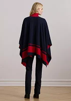 Women's Intarsia-Knit Two-Tone Poncho