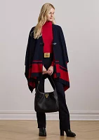 Women's Intarsia-Knit Two-Tone Poncho