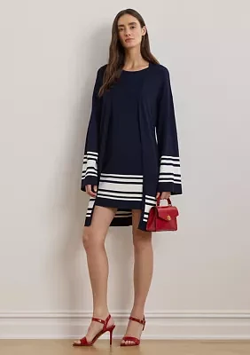 Two Tone Cap Sleeve Shift Sweater Dress