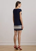Two Tone Cap Sleeve Shift Sweater Dress