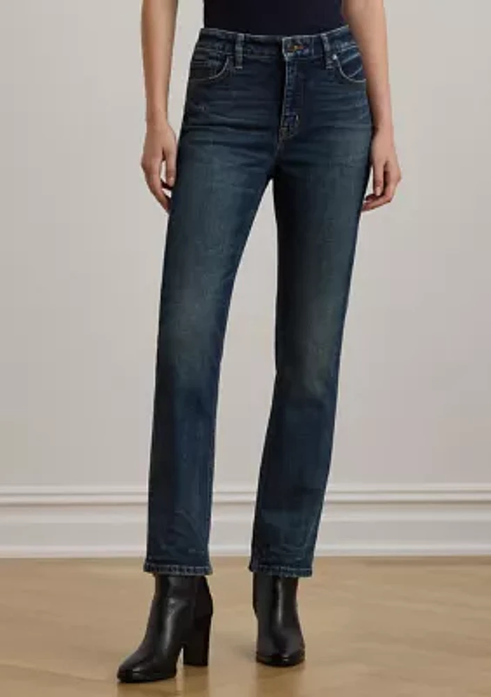 High-Rise Straight Ankle Jeans