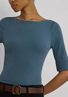 Petite Stretch Cotton Boatneck T-Shirt