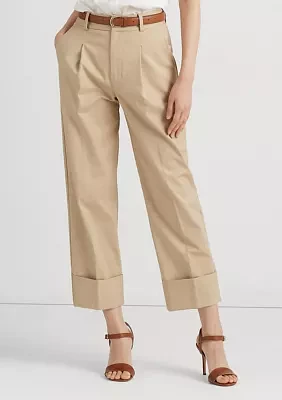 Petite Double Faced Stretch Cotton Ankle Pants