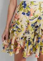 Petite Floral Ruffle Trim Georgette Skirt