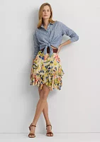 Petite Floral Ruffle Trim Georgette Skirt