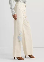 Petite Floral High Rise Wide Leg Jeans