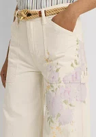 Petite Floral High Rise Wide Leg Jeans