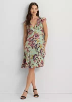 Petite Floral Ruffle Trim Georgette Dress