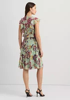 Petite Floral Ruffle Trim Georgette Dress