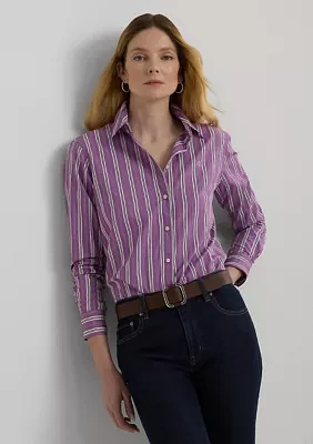 Petite Classic Fit Striped Broadcloth Shirt