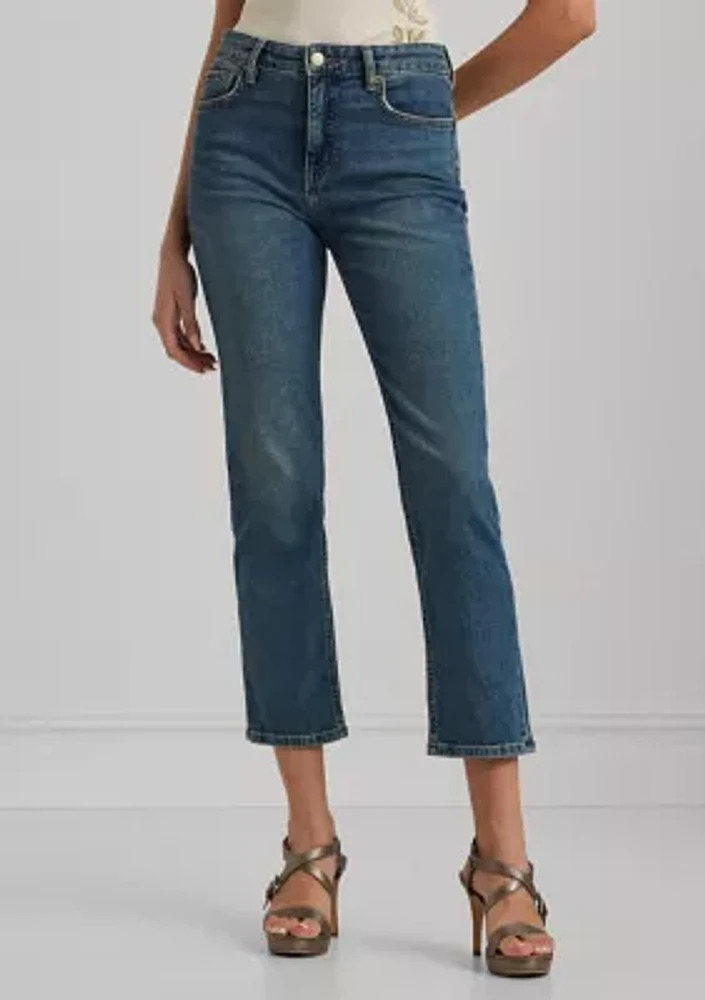 Petite High Rise Straight Ankle Jeans