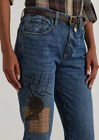 Petite Patchwork Boyfriend Tapered Ankle Jeans