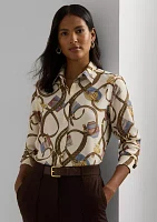 Petite Classic Fit Belting-Print Crepe Shirt