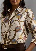 Petite Classic Fit Belting-Print Crepe Shirt