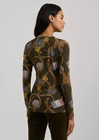 Petite Belting-Print Cotton Long-Sleeve T-Shirt