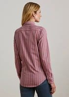 Petite Classic Fit Striped Broadcloth Shirt