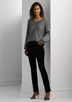 Petite Metallic Rib-Knit Dolman-Sleeve Sweater