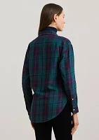 Petite Relaxed Fit Black Watch Plaid Shirt