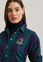 Petite Relaxed Fit Black Watch Plaid Shirt